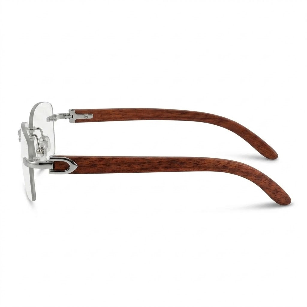 Lunettes Photogray Anti-Reflet Polycarbonate – Percée En Métal Argenté Et Bois