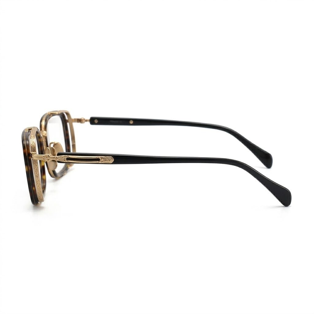 Lunettes Cartier Photogray Anti-Reflet – Carré Bimatière Noir et Doré Double Contour