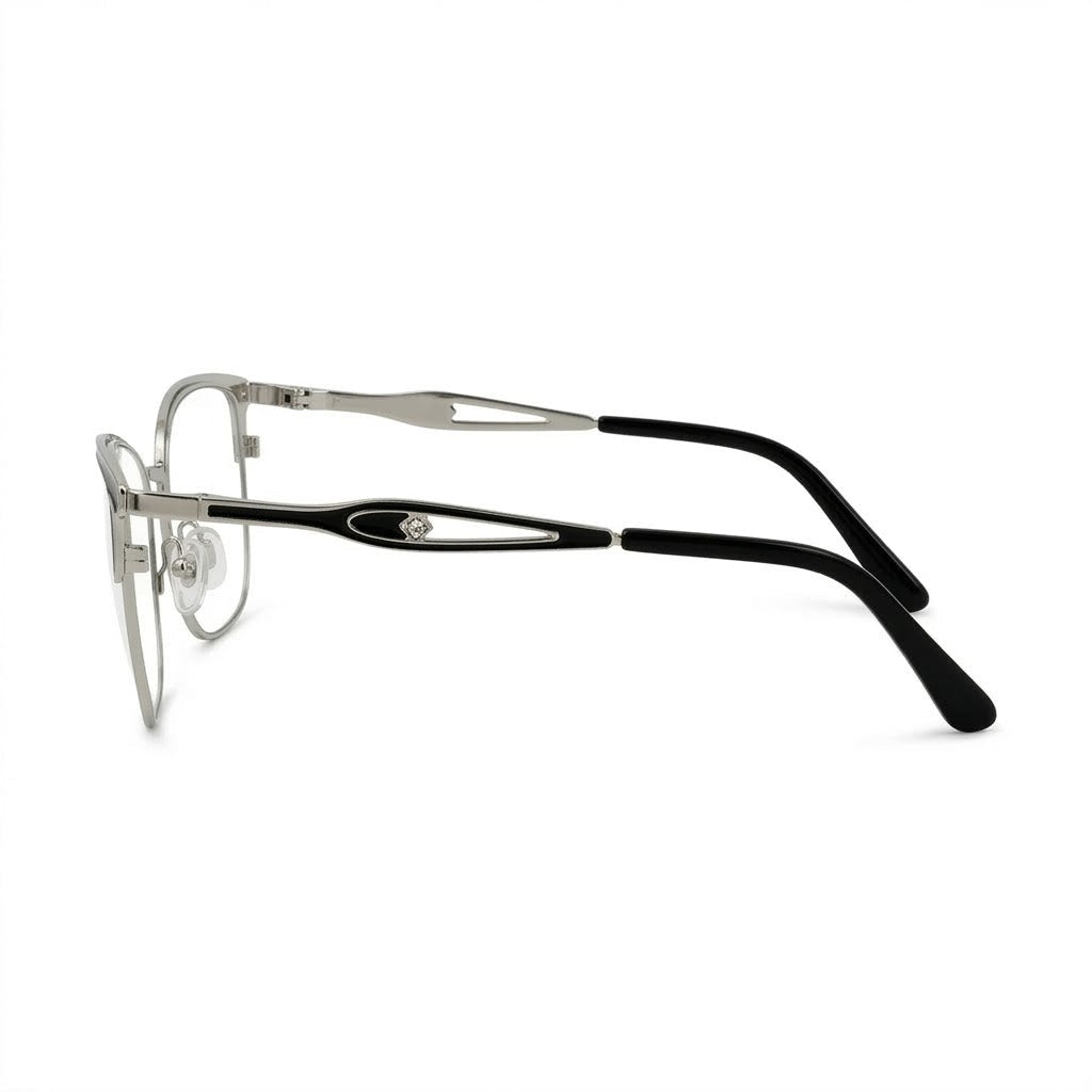 Lunettes Cartier Photogray Anti-Reflet – Cat Eye Argentée À Bords Noirs