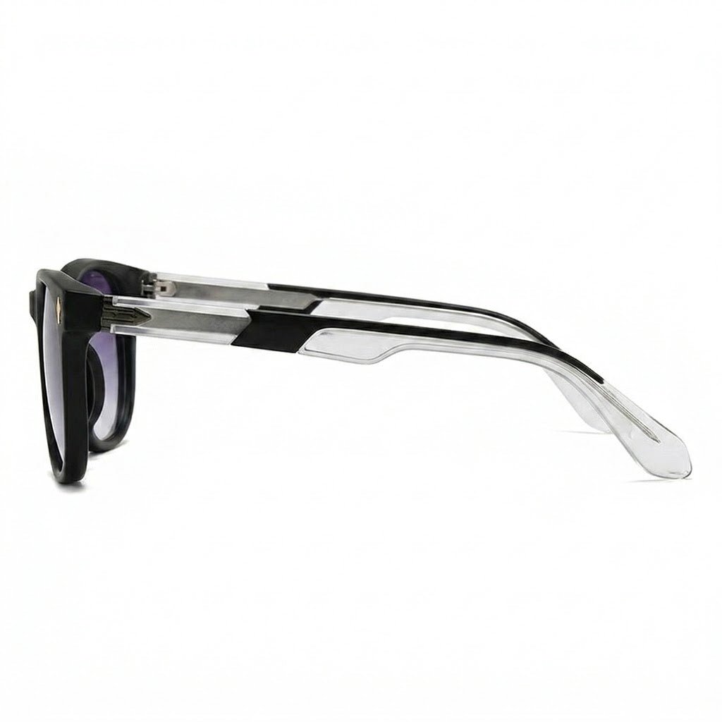 Lunettes de Soleil Moscot – Ronde Noire et Cristal Verres Violet Dégradés