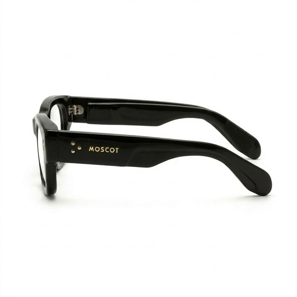 Lunettes Moscot Photogray Anti-Reflet Blue Cut – Rectangle Noir Brillant Rivets Dorés