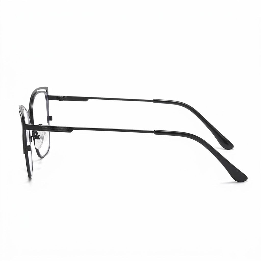 Lunettes Photochromiques – Cat Eye Métal Noir Look Architectural