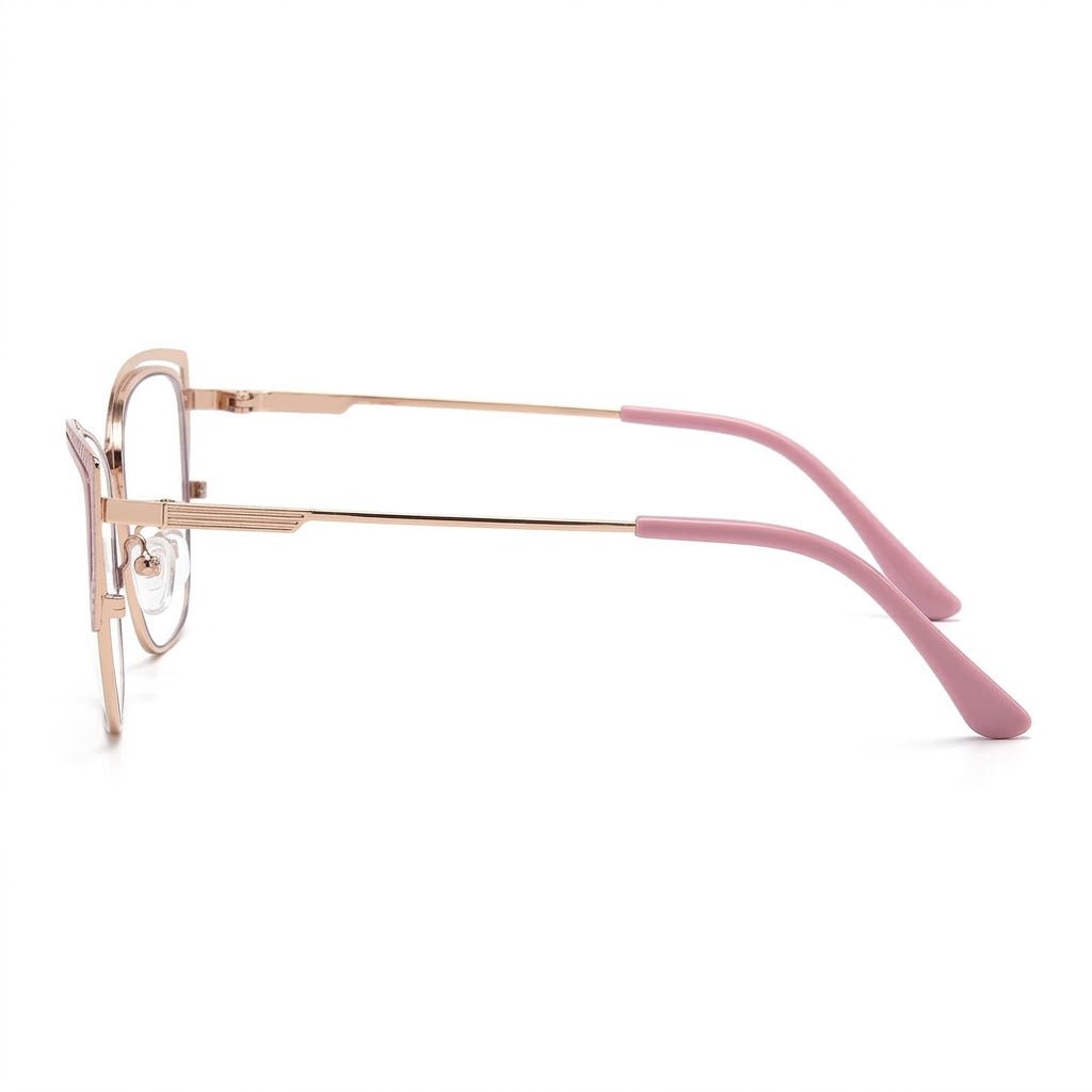 Lunettes Photochromiques - Cat Eye Rose Mat Détail Ajouré Élégant