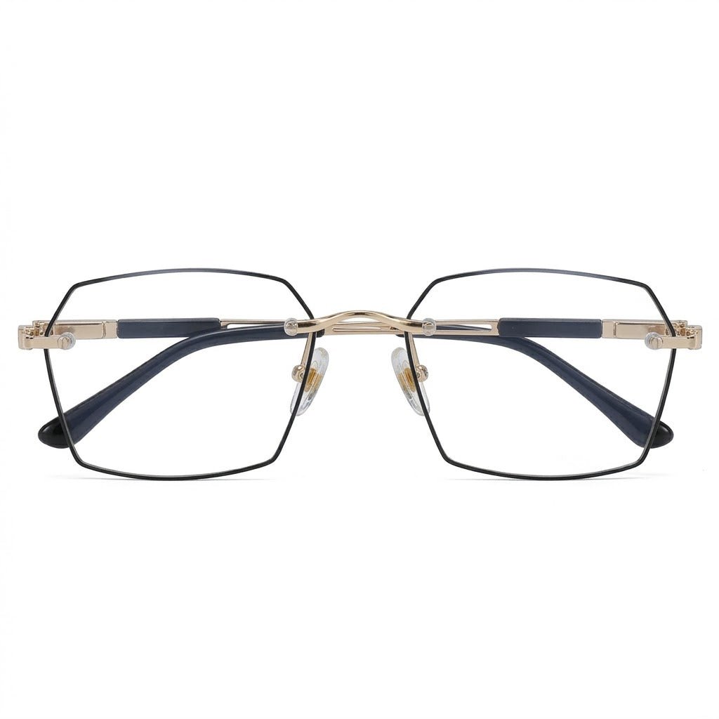Lunettes Photochromiques - Polygonales Dorées Branches Bicolores