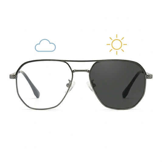 Lunettes Photochromiques - Aviateur Gris Gunmetal Style Classique