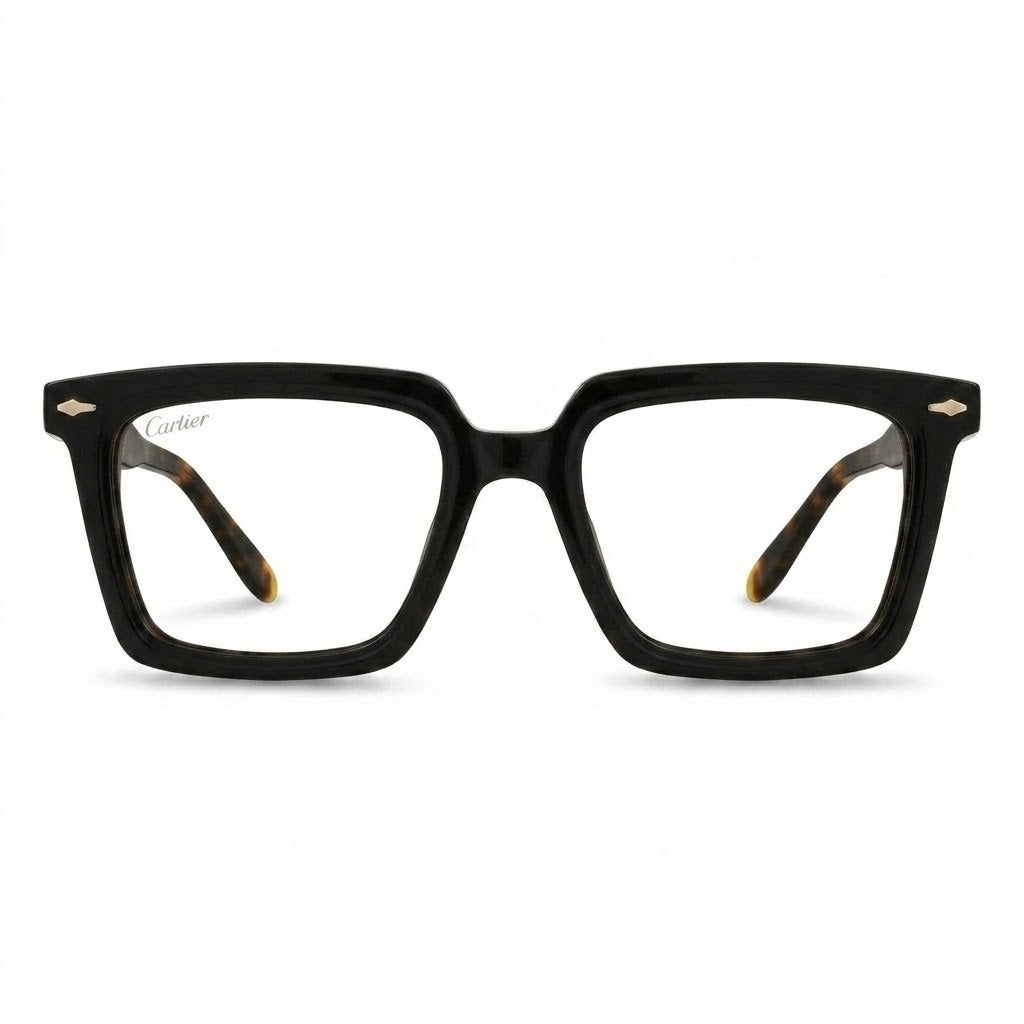 Lunettes Cartier Photogray Anti-Reflet Blue Cut – Carrée Noire Style Vintage Écaille