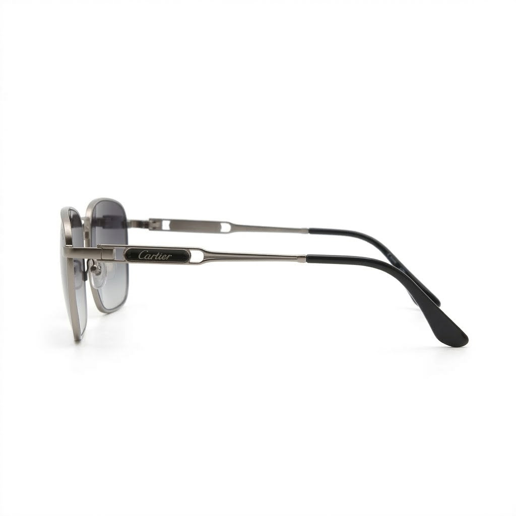 Lunettes Cartier De Soleil – Carrée Argentée À Verres Dégradés