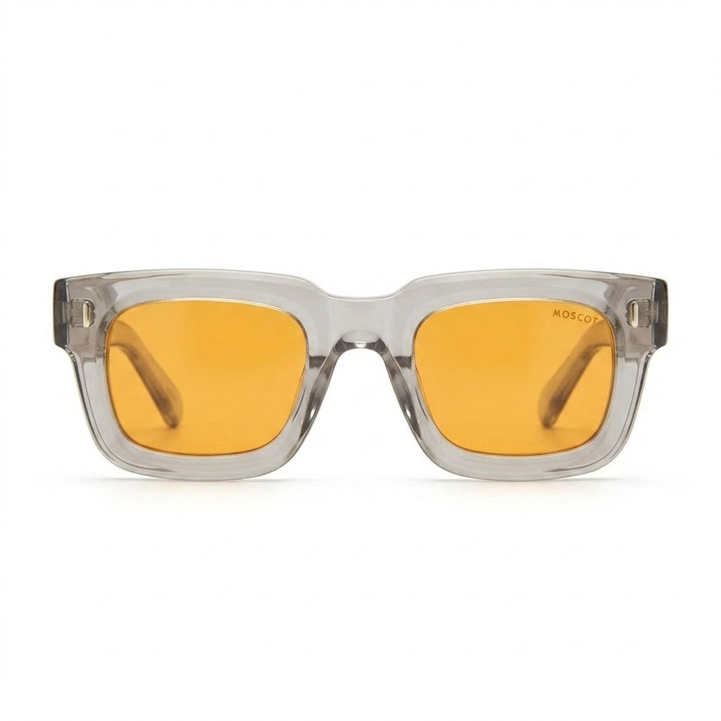 Lunettes De Soleil – Carrée Transparente Grise Et Ambrée