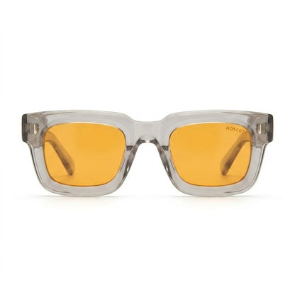 Lunettes De Soleil – Carrée Transparente Grise Et Ambrée