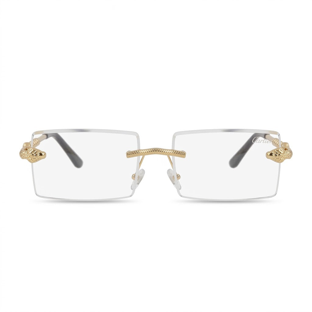 Lunettes Cartier Photochromiques – Teinte Automatique – Percée Rectangulaire Dorée