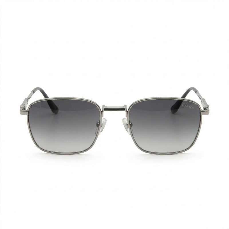 Lunettes Cartier De Soleil – Carrée Argentée À Verres Dégradés