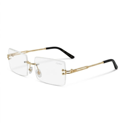 Lunettes Cartier Photochromiques – Teinte Automatique – Percée Rectangulaire Dorée