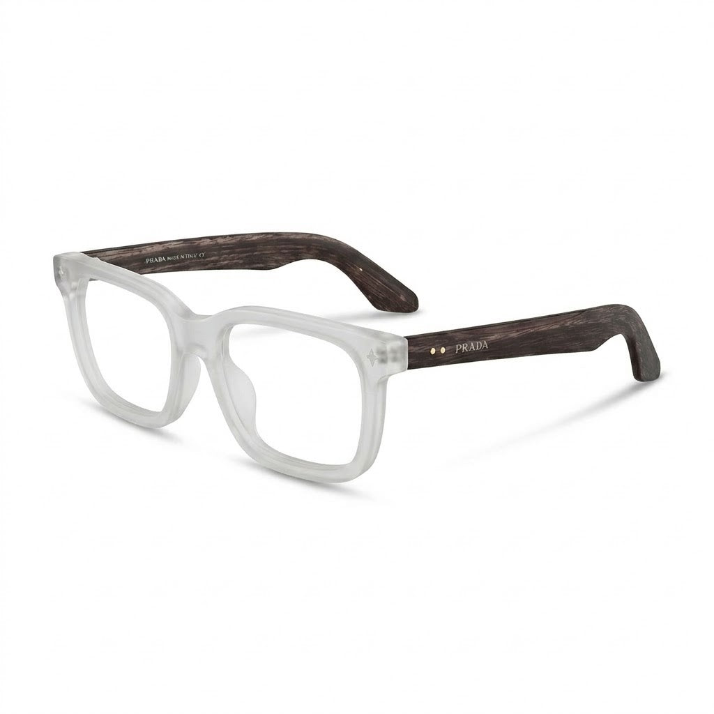 Lunettes Prada Photogray Anti-Reflet Blue Cut – Carrée Givrée À Branches Texturées