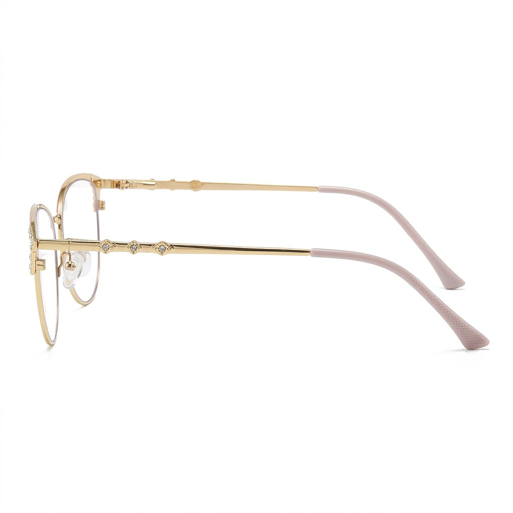 Lunettes Photochromiques - Œil de Chat Rose Gold Orné Strass