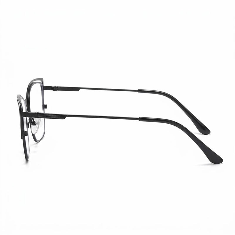 Lunettes Photochromiques – Cat Eye Métal Noir Look Architectural