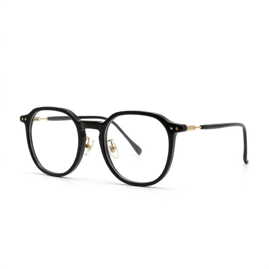 Lunettes Photogray Anti-Reflet – Ronde Polygonale Noire Dorée