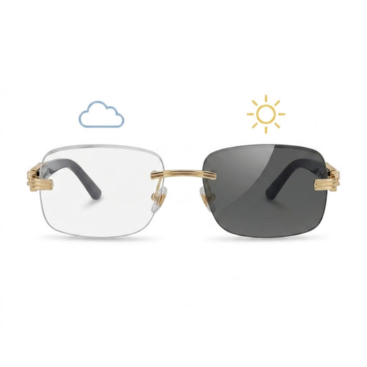 Lunettes Cartier Photochromiques – Teinte Automatique – Percée Dorée À Branches Noir