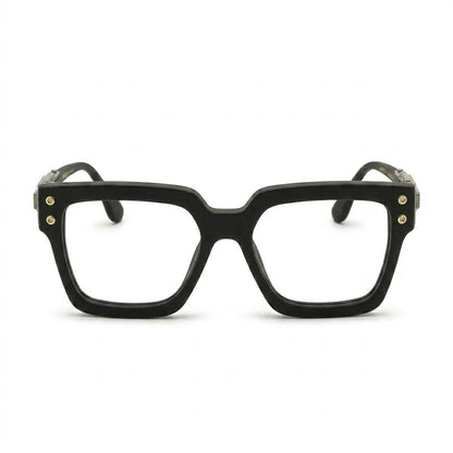 Lunettes Moscot Photogray Anti-Reflet Blue Cut – Carré Noir Mat Temples Ciselés Gunmetal