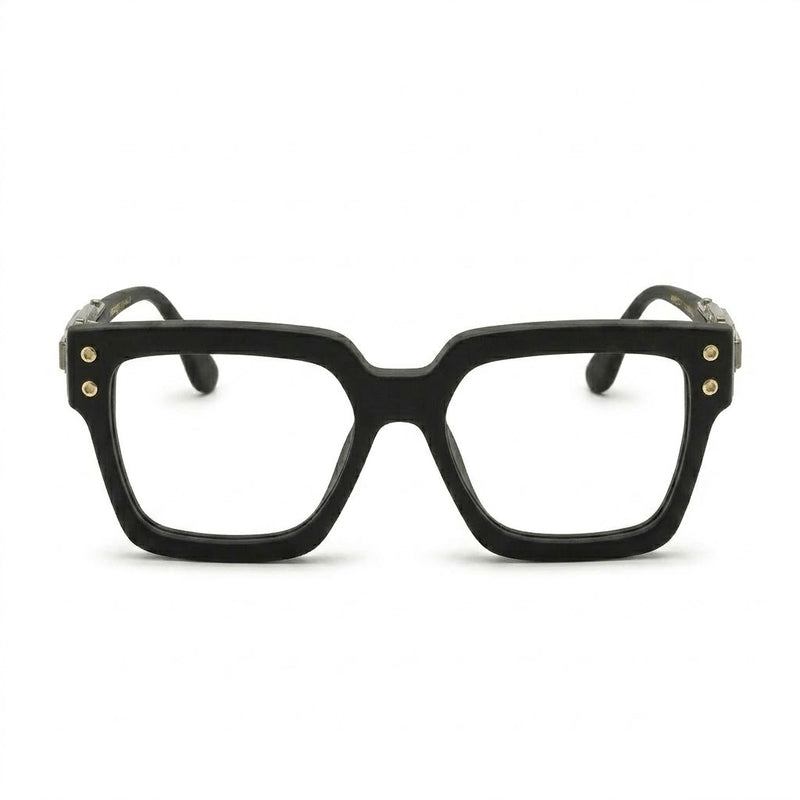 Lunettes Moscot Photogray Anti-Reflet Blue Cut – Carré Noir Mat Temples Ciselés Gunmetal