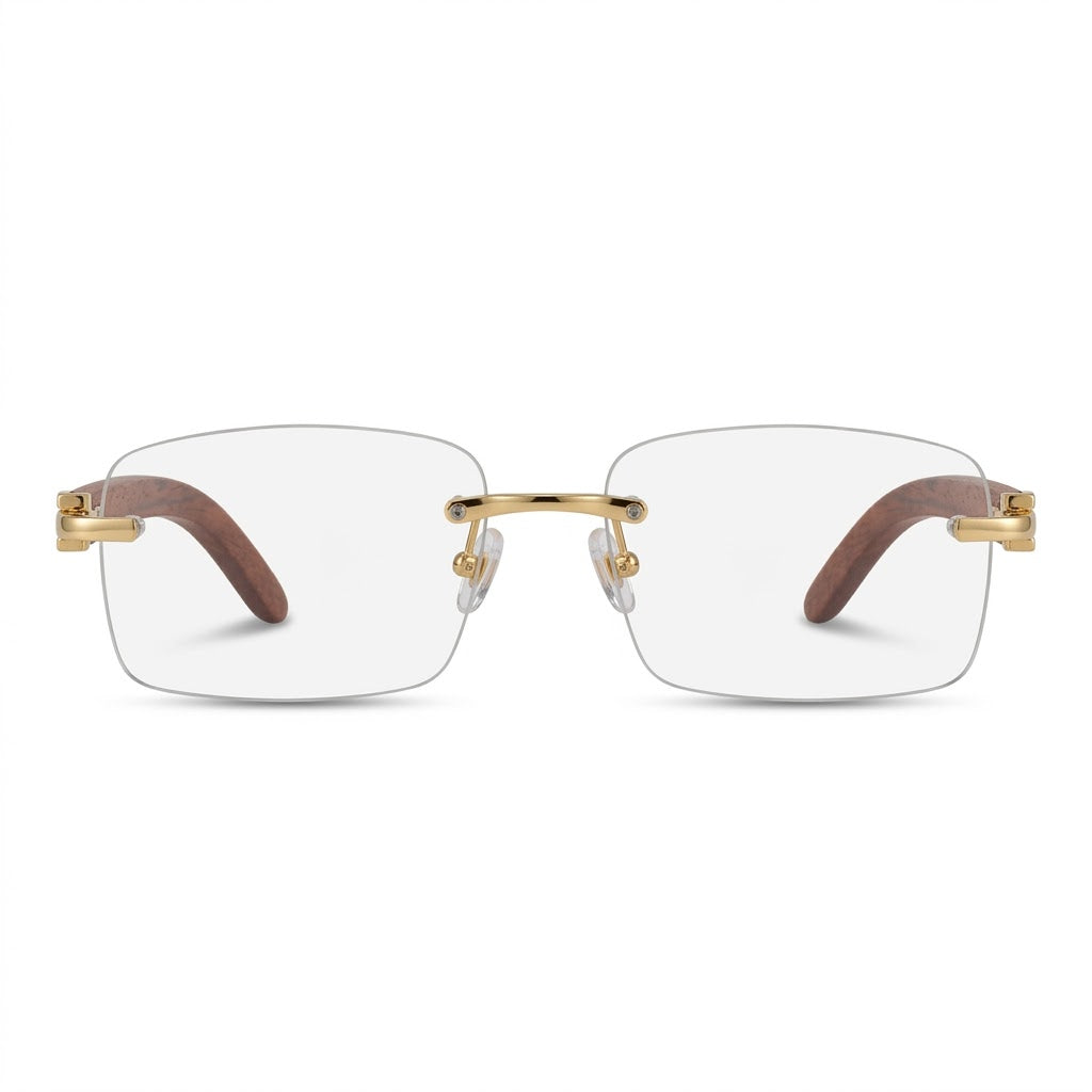 Lunettes Photogray Anti-Reflet Polycarbonate – Percée En Métal Doré Et Bois