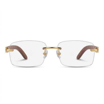 Lunettes Photogray Anti-Reflet Polycarbonate – Percée En Métal Doré Et Bois