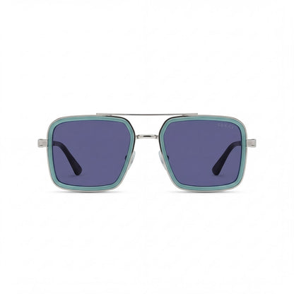Lunettes de soleil Gucci – Carré turquoise à verres bleu-violet dégradés
