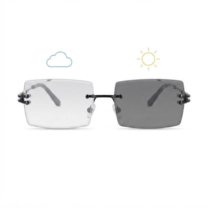 Lunettes Cartier Photochromiques – Teinte Automatique – Percée En Métal Noir Fin