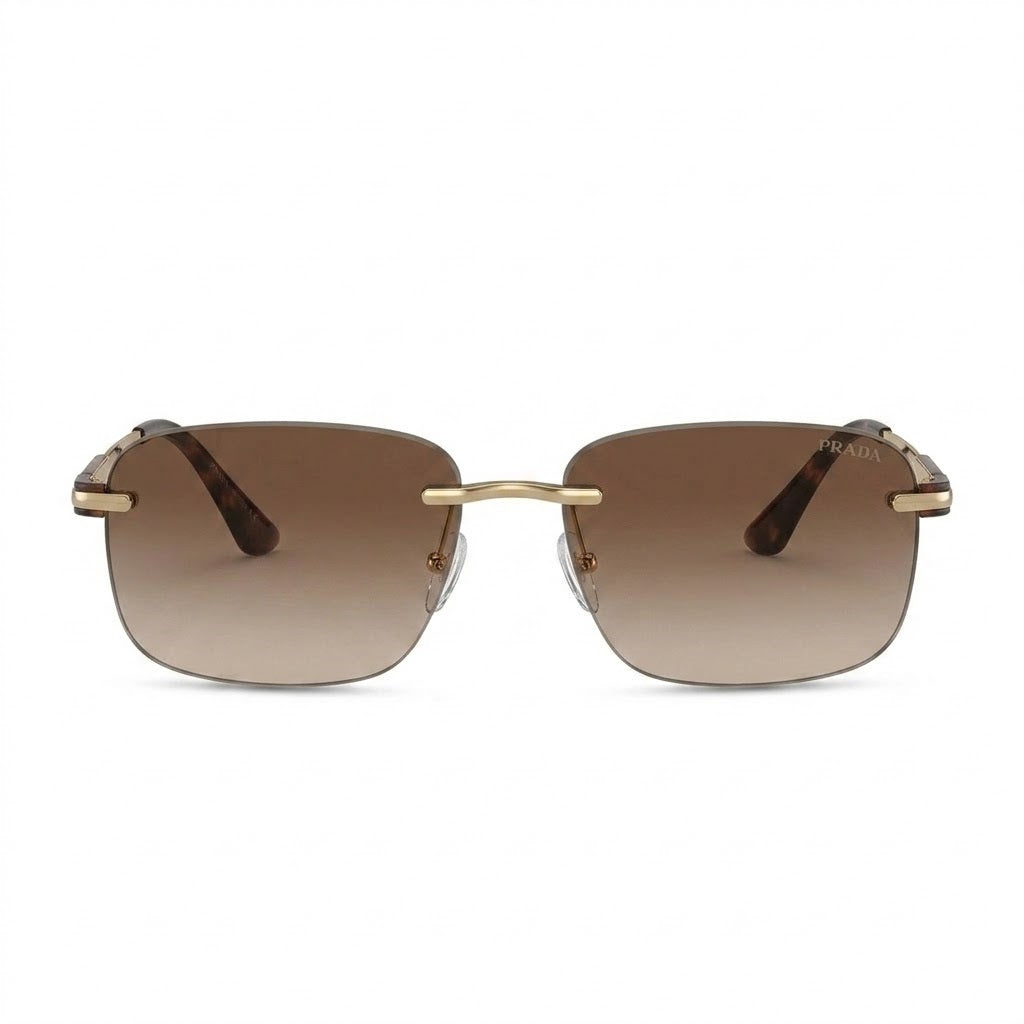 Lunettes De Soleil Prada – Percée Fine Dorée Et Marron Dégradé