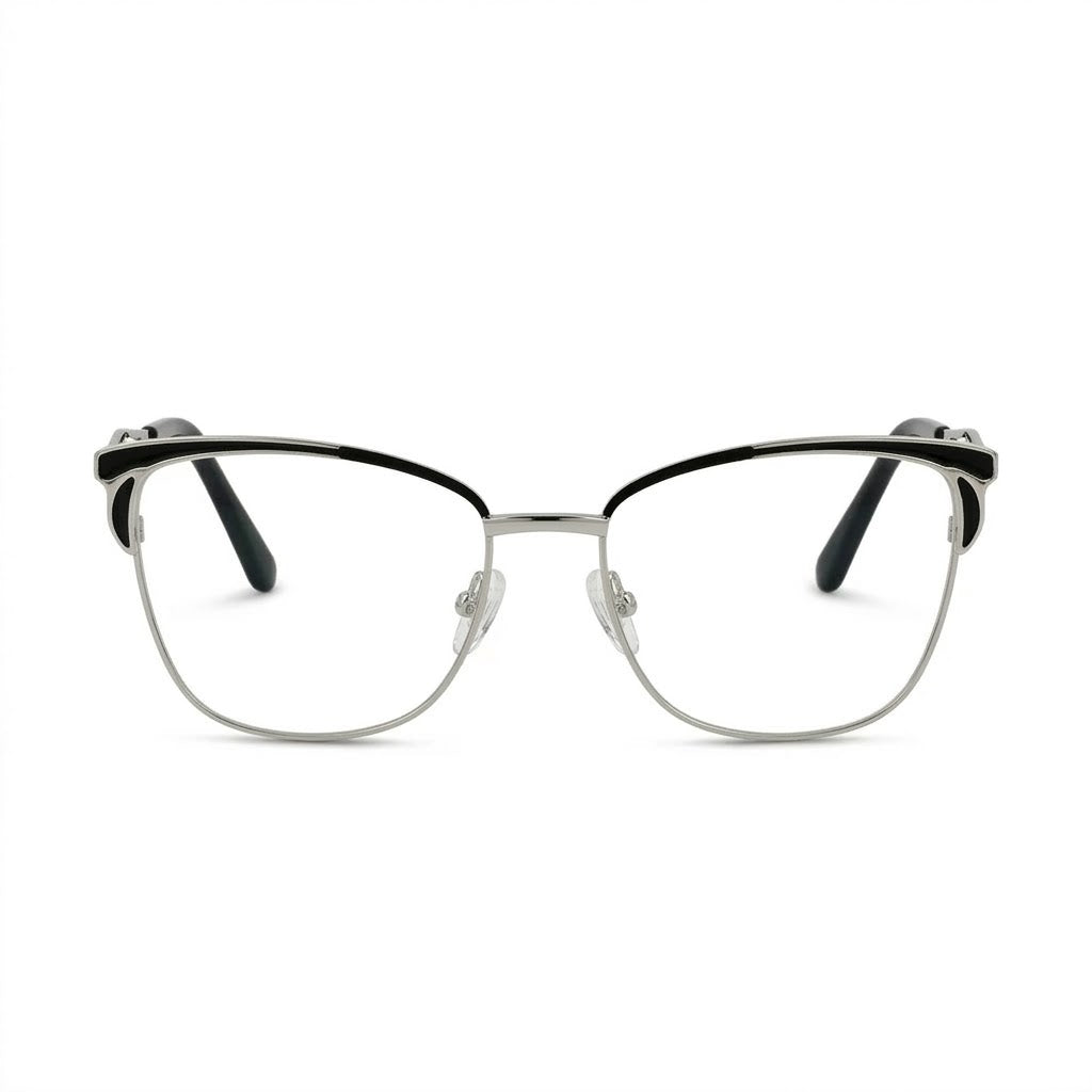 Lunettes Cartier Photogray Anti-Reflet – Cat Eye Argentée À Bords Noirs