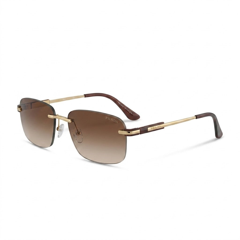 Lunettes De Soleil Prada – Percée Fine Dorée Et Marron Dégradé