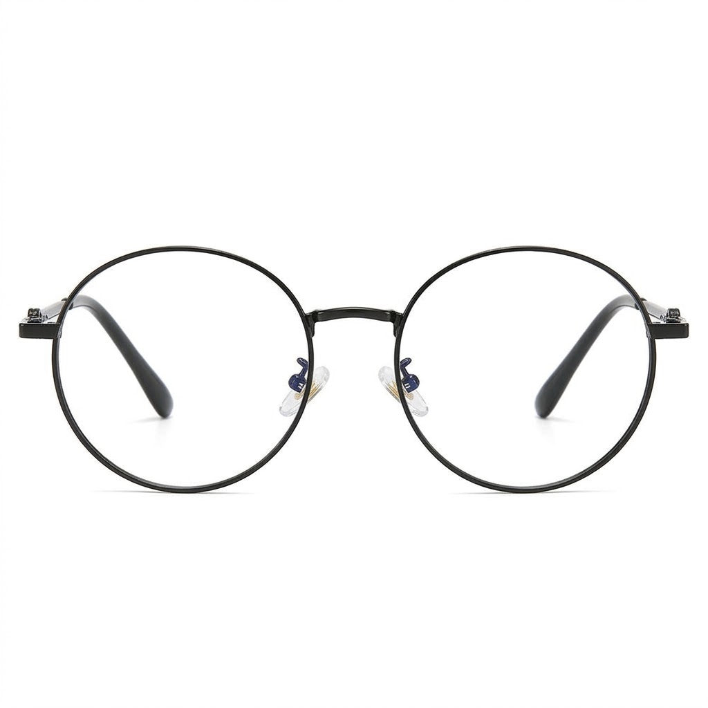 Lunettes Photogray Anti-Reflet – Ronde Noire En Métal Fin