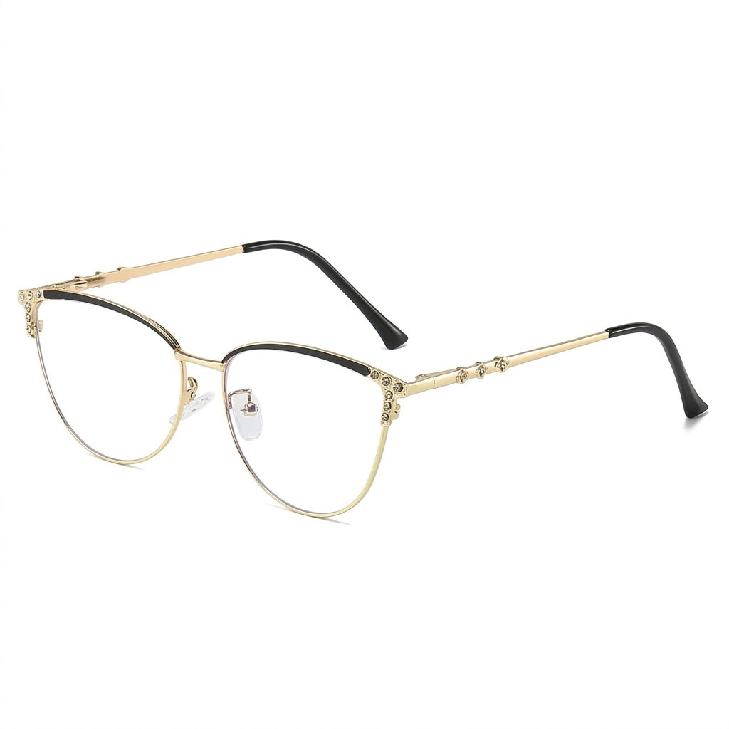 Lunettes Photochromiques - Cat Eye Dorée Strass Style Glamour