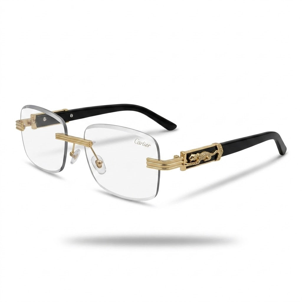Lunettes Cartier Photochromiques – Teinte Automatique – Percée Dorée À Branches Noir