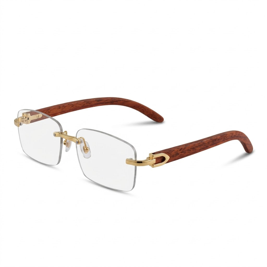 Lunettes Photogray Anti-Reflet Polycarbonate – Percée En Métal Doré Et Bois