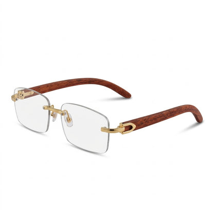 Lunettes Photogray Anti-Reflet Polycarbonate – Percée En Métal Doré Et Bois