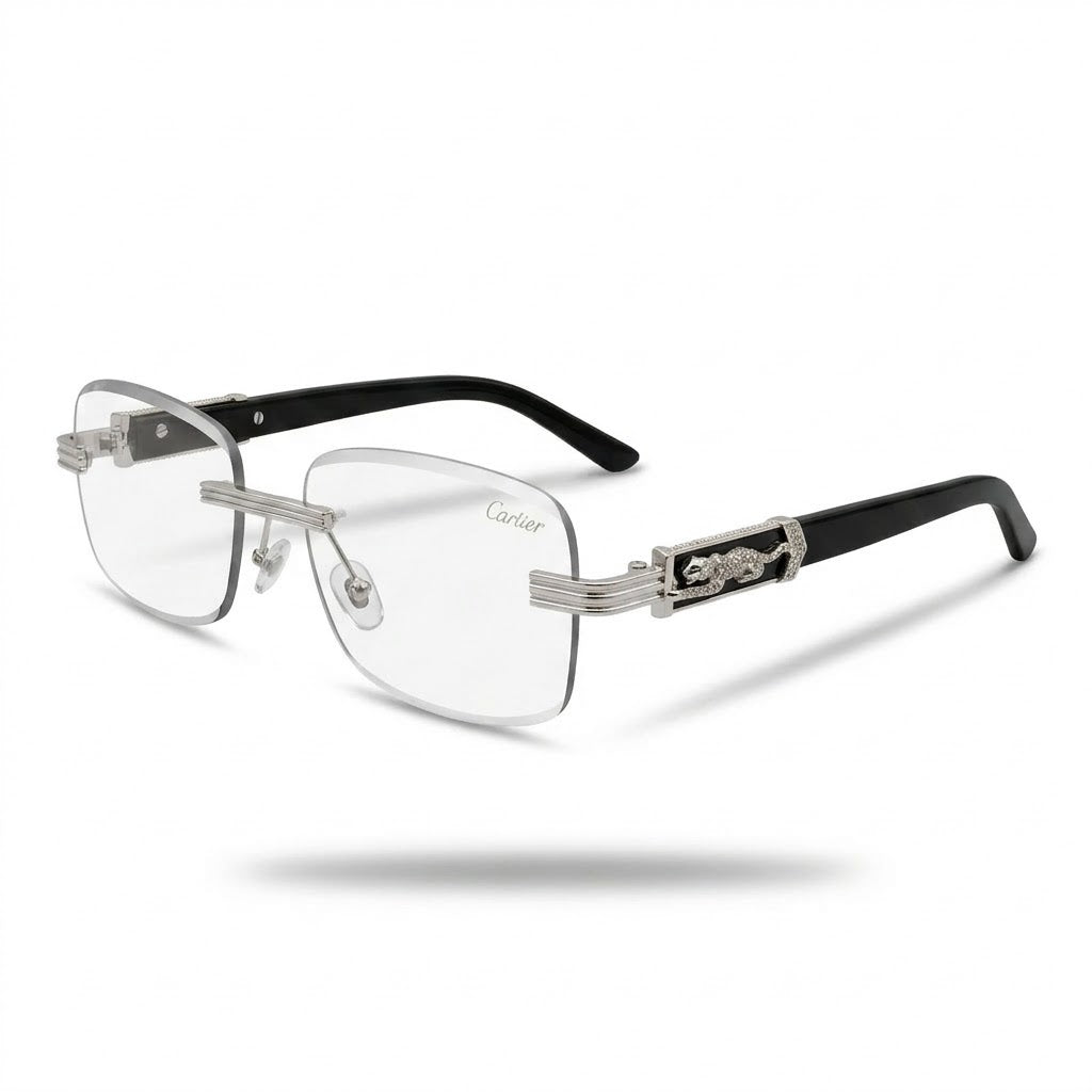 Lunettes Cartier Photochromiques – Teinte Automatique – Percée Argentée À Branches Noires