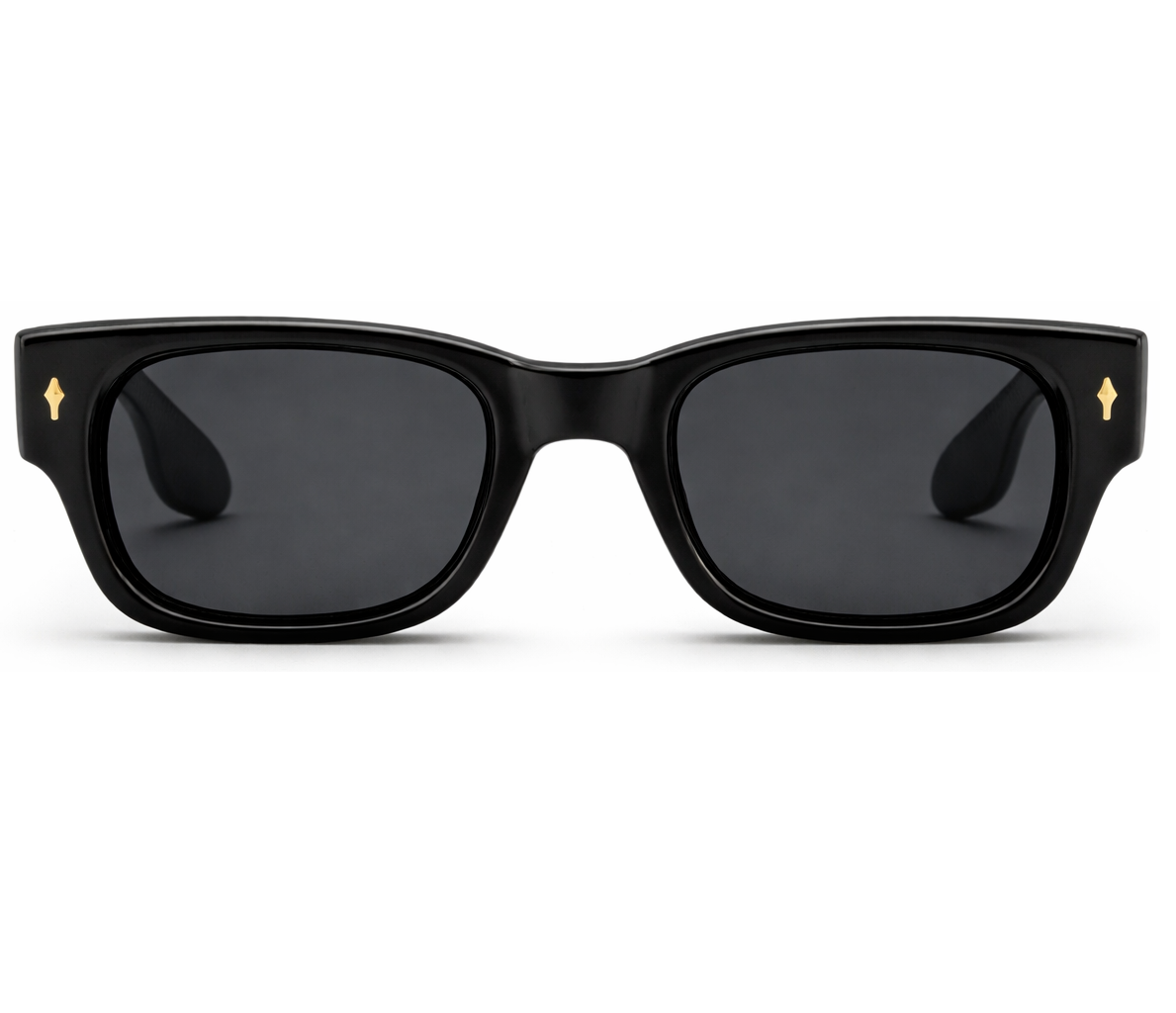 Lunettes de soleil Moscot – Rectangle noir brillant avec rivets dorés
