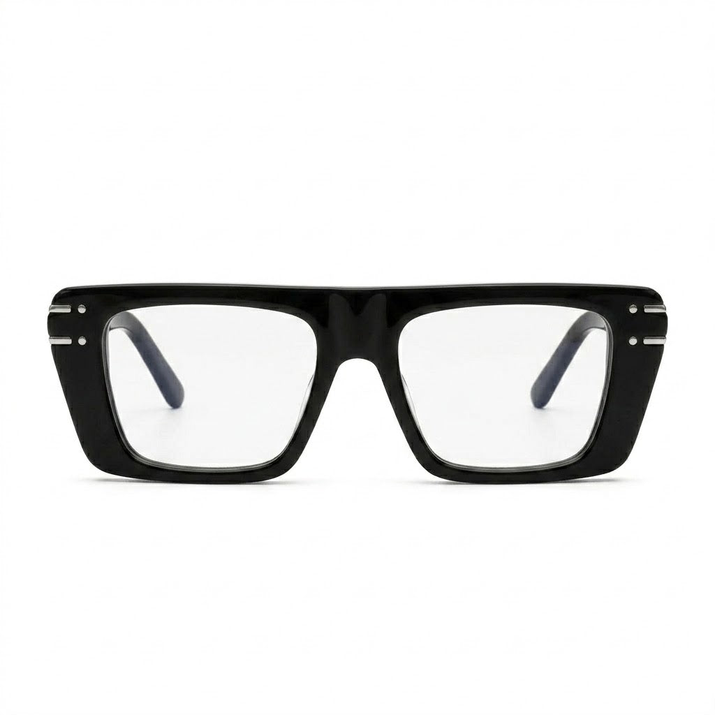 Lunettes Photogray Anti-Reflet – Grande Carrée Noire À Rivets