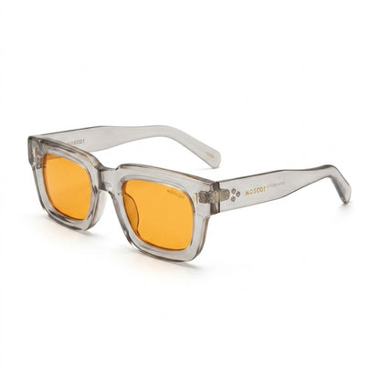 Lunettes De Soleil – Carrée Transparente Grise Et Ambrée