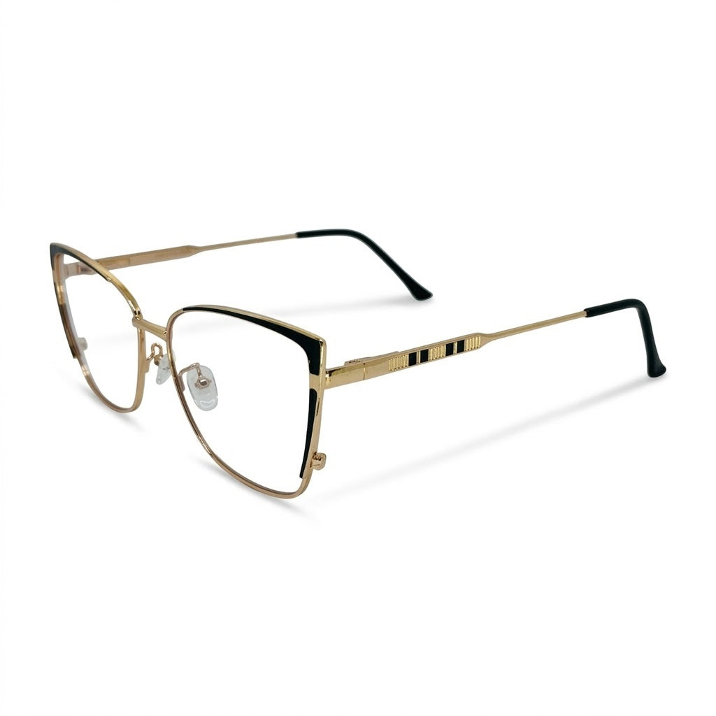 Lunettes Photochromiques – Teinte Automatique – Cat Eye Élégante Dorée Et Noire