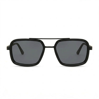 Lunettes de Soleil Gucci – Carré Noir Mat Double Pont Métal Fin