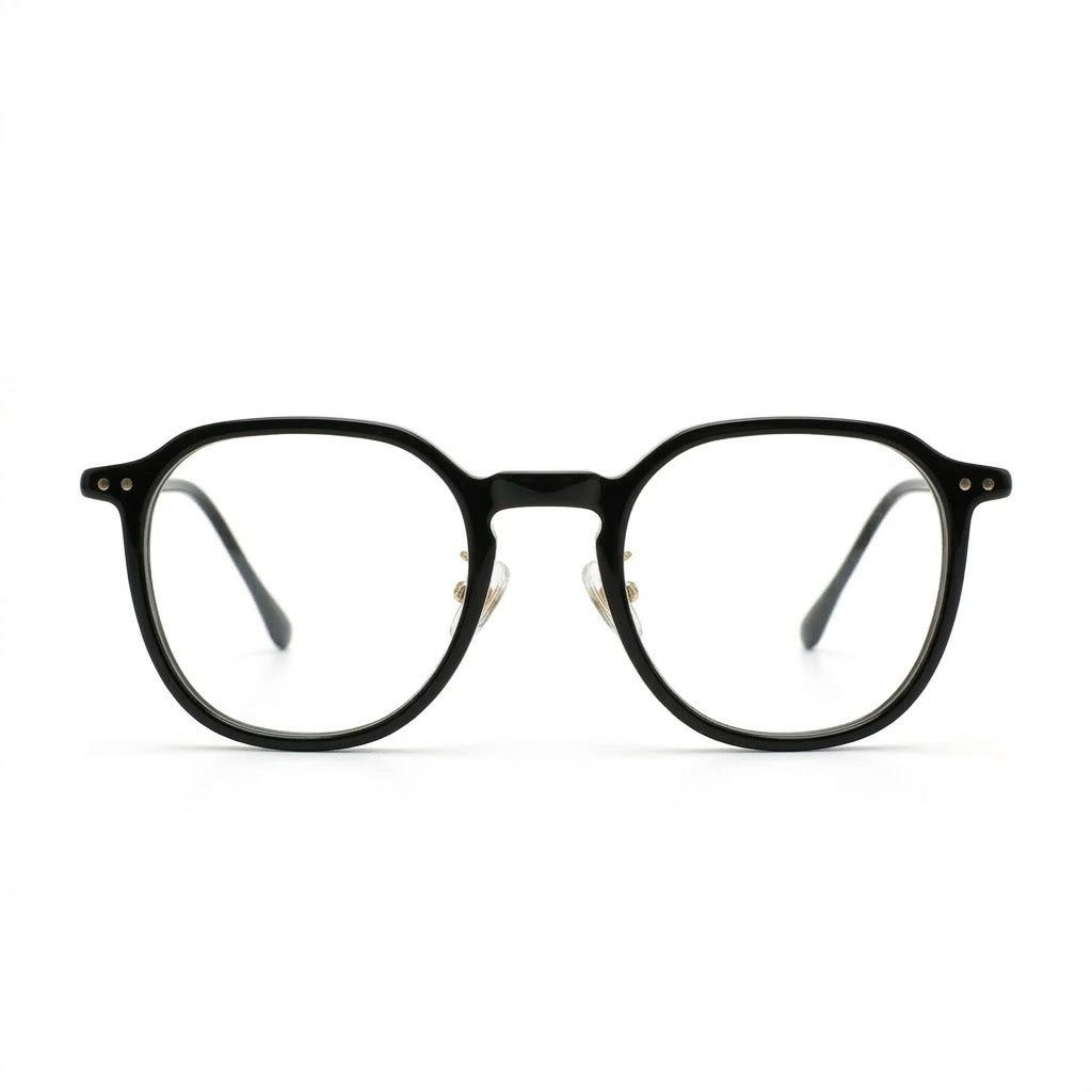 Lunettes Photogray Anti-Reflet – Ronde Polygonale Noire Dorée