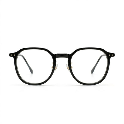 Lunettes Photogray Anti-Reflet – Ronde Polygonale Noire Dorée