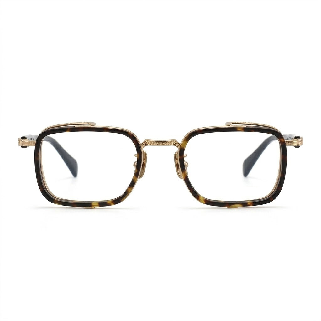 Lunettes Cartier Photogray Anti-Reflet – Carré Bimatière Noir et Doré Double Contour