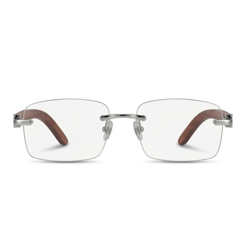 Lunettes Photogray Anti-Reflet Polycarbonate – Percée En Métal Argenté Et Bois