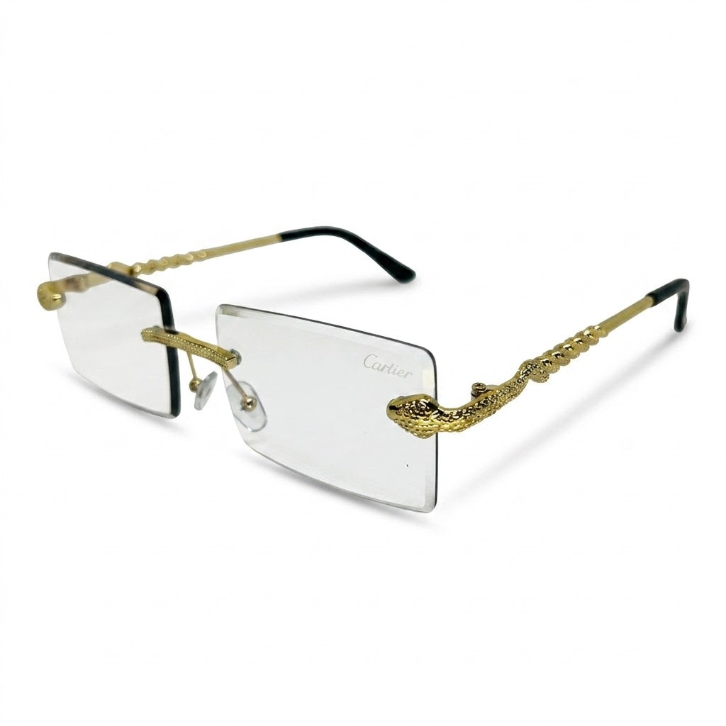 Lunettes Cartier Photochromiques – Teinte Automatique – Percée Rectangulaire Dorée