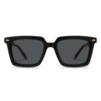 Lunettes De Soleil Cartier – Carrée Noire Bicolore Écaille