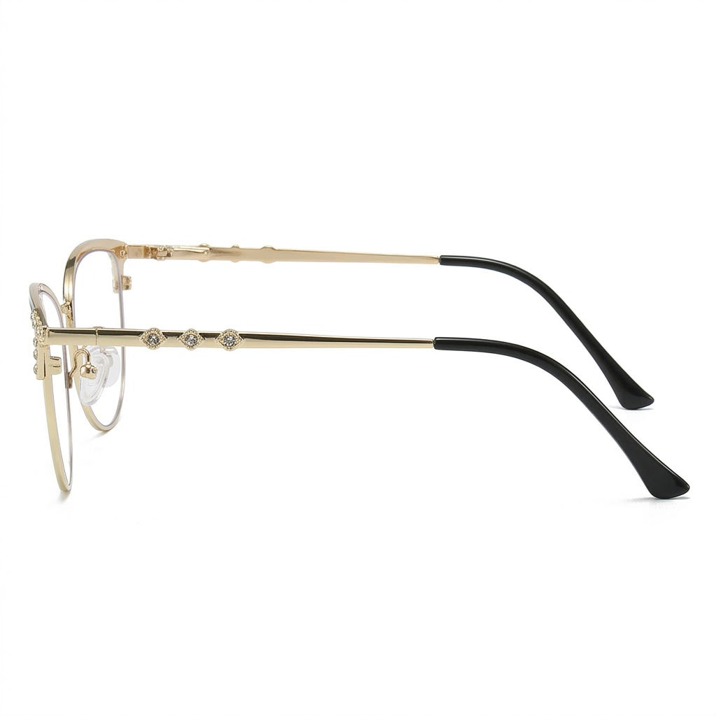 Lunettes Photochromiques - Cat Eye Dorée Strass Style Glamour