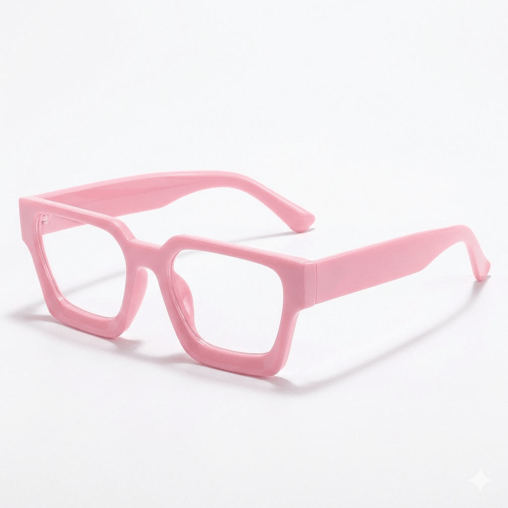 Lunettes Anti-Reflet Photogray – Monture Géométrique Épaisse Rose