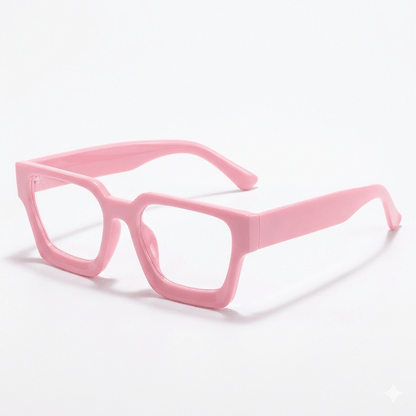 Lunettes Anti-Reflet Photogray – Monture Géométrique Épaisse Rose